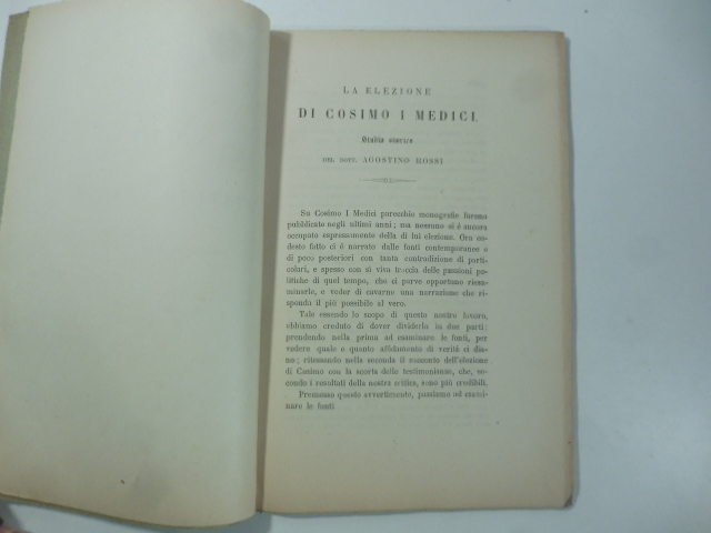La elezione di Cosimo I Medici. Studio storico